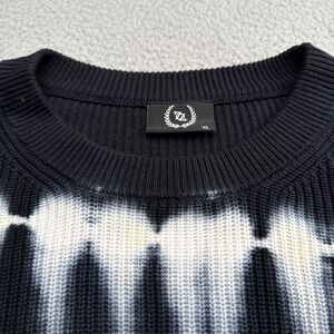 704 Shop Crewneck Sweater Mens XL Black Tie-dye Ribbed Knit Cotton